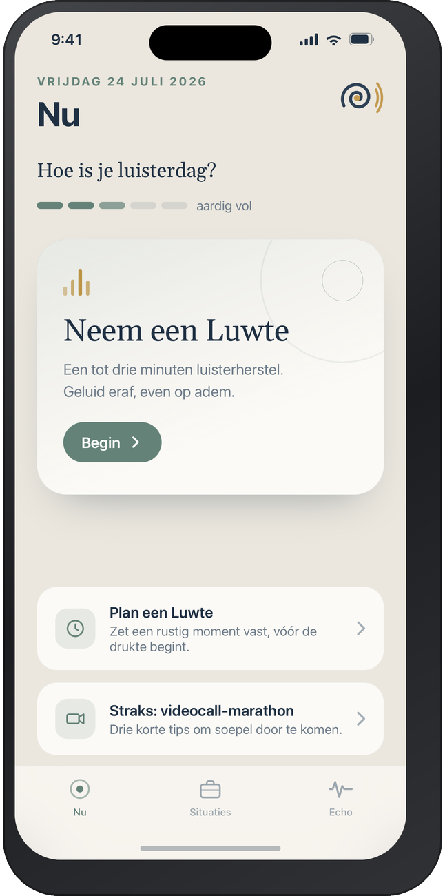 App-scherm Nu: je luisterdag in beeld