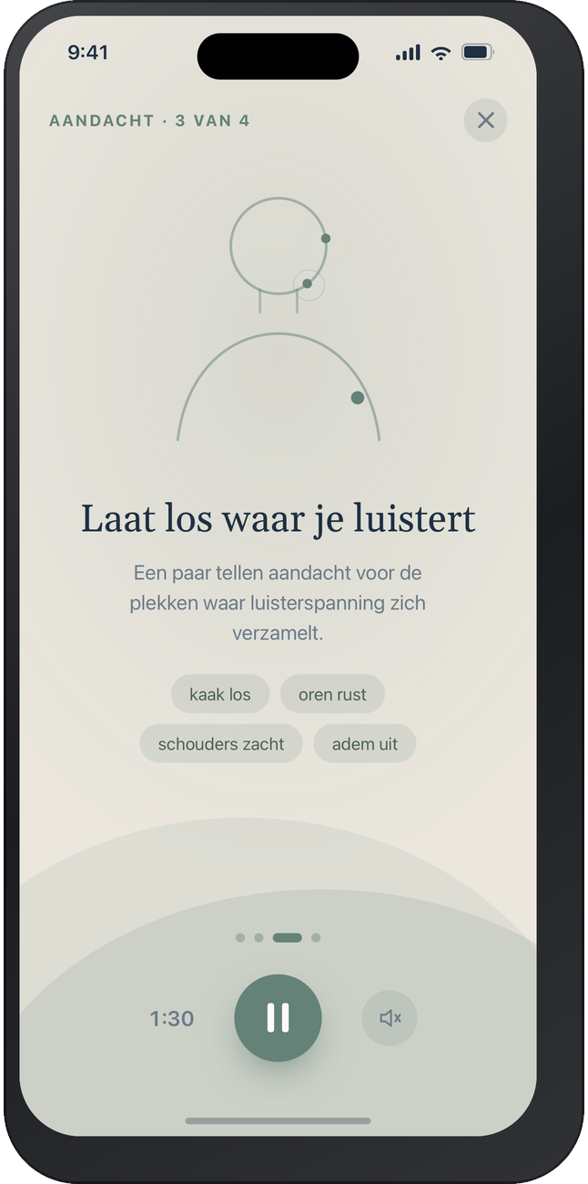 App-scherm Neem een Luwte: luisterherstel